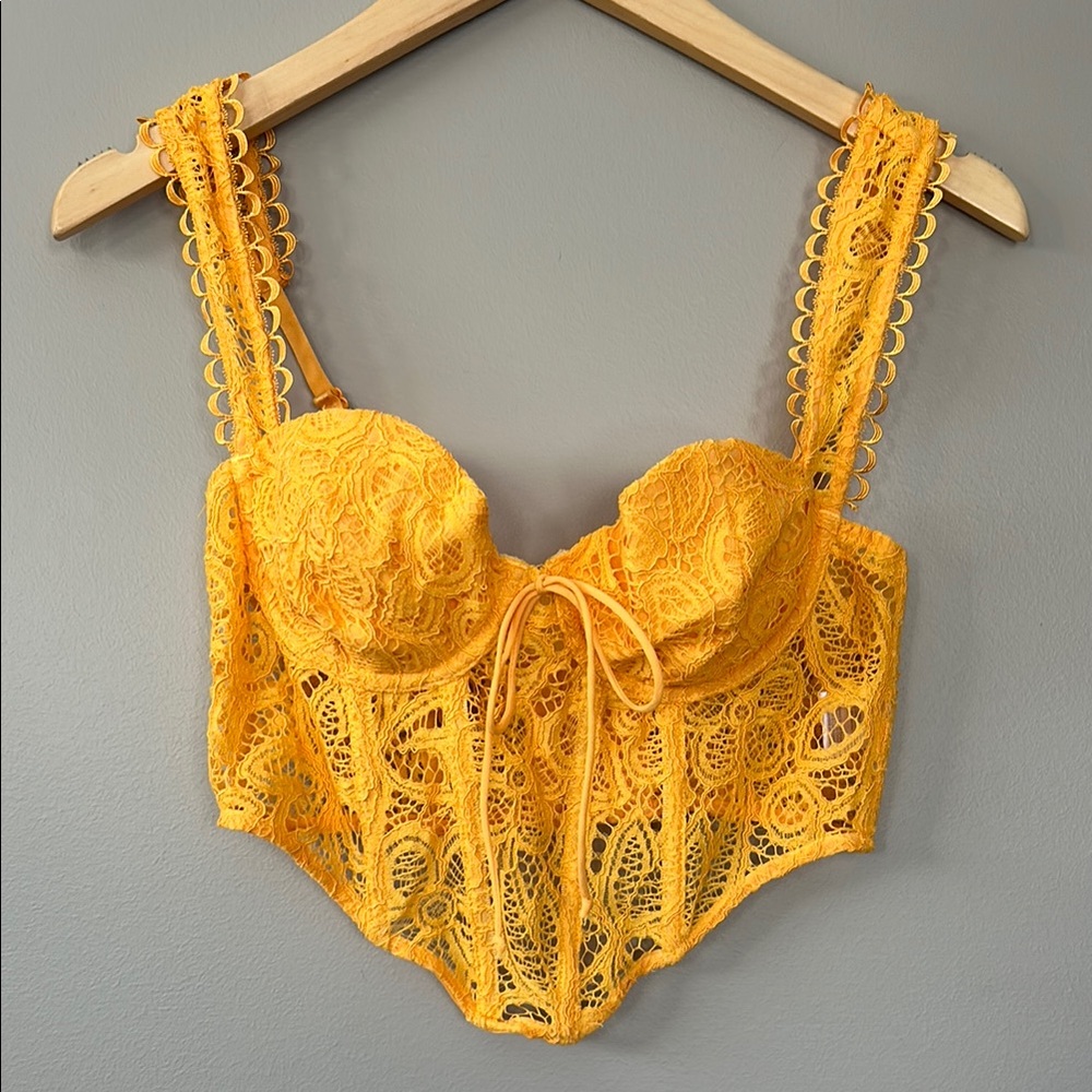 For Love & Lemons Sammie Lace Bustier Corset Crop Top Small Coquette NWOT